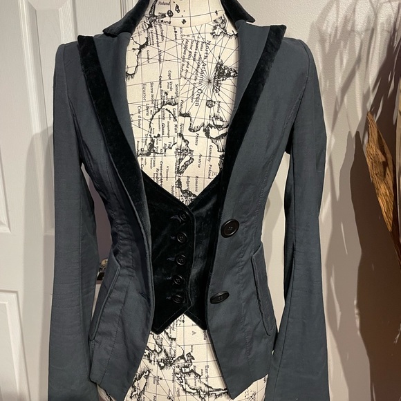 Philippe Dubuc Designer Montreal🇨🇦 Velvet Vest buttoned with Blazer 2 in 1 38 - Picture 2 of 7